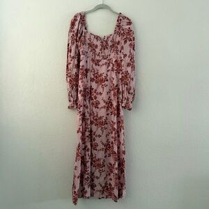 Free People Women’s Dusty Rose Floral Long Sleeve Maxi Dress Size XS